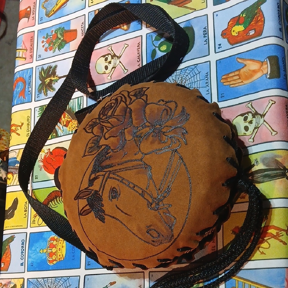 Brown Round Horse Embroidered Bag